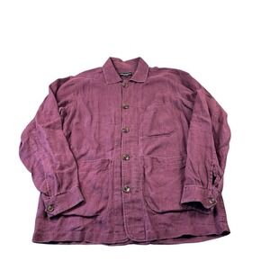 Spier & Mackay Maroon Pure Linen Chore Utility Shacket Size Mens Large